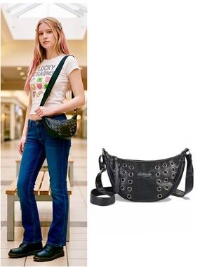 Ed Hardy Marci Crescent Hobo Crossbody Bag Edgy Y2K and grunge vibes NWT